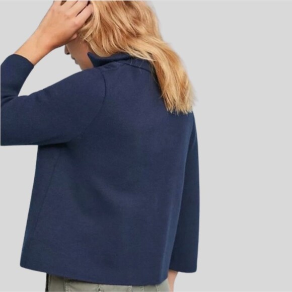 Moth Anthropologie Amoruso Two Toned Knit Cardigan Sweater Jacket Navy Red XS - Picture 2 of 16